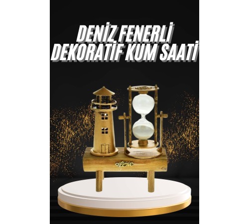Hediyelik Eşya Retro Deniz Fenerli Kum Saati Ahşap Görünümlü Dekoratif Eşya