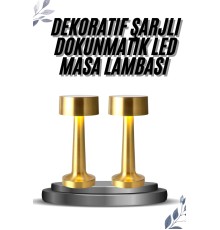 Kablosuz Renkli Masa ve Gece Lambası Altın Rengi Dokunmatik Led Lamba