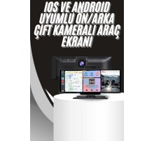 4K 10.2 İnç Çift Kameralı Araç Multimedya Ekranı CarPlay Kablosuz Tüm Cihazlara Uyumlu
