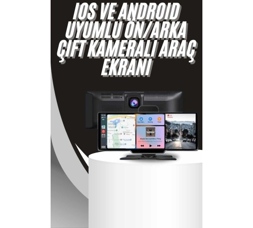4K 10.2 İnç Çift Kameralı Araç Multimedya Ekranı CarPlay Kablosuz Tüm Cihazlara Uyumlu