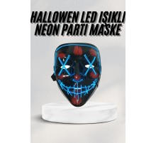Led Işıklı Neon Maske Cadılar Bayramı Maskesi Korkunç Korku Maskesi