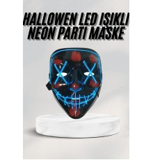 Led Işıklı Neon Maske Cadılar Bayramı Maskesi Korkunç Korku Maskesi
