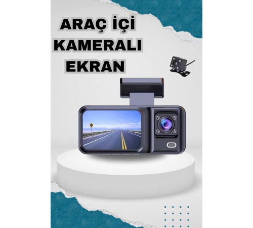 Ön ve Arka Kameralı 2 İnç 1080P Full HD DVR Araç İçi Ekran