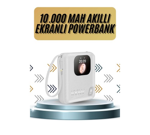 Akıllı Powerbank Ekranlı 10.000 Mah Hızlı Şarj Edebilen 4 Girişli Çok Fonksiyonlu Akıllı Powerbank Ekranlı 10.000 Mah Hızlı Şarj Edebilen 4 Girişli Çok Fonksiyonlu