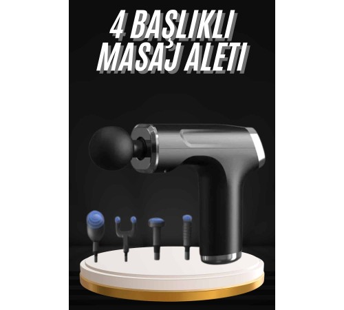 Şarjlı Masaj Tabancası 4 Başlıklı Mini Masaj Tabancası ve Masaj Aleti
