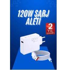 120 Watt Turbo Hızlı Şarj Aleti Seti Hızlı Şarj Adaptörü Beyaz