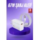 Beyaz Ultra Plus Hızlı Şarj Seti Şarj Adaptörü ve Kablosu 67W