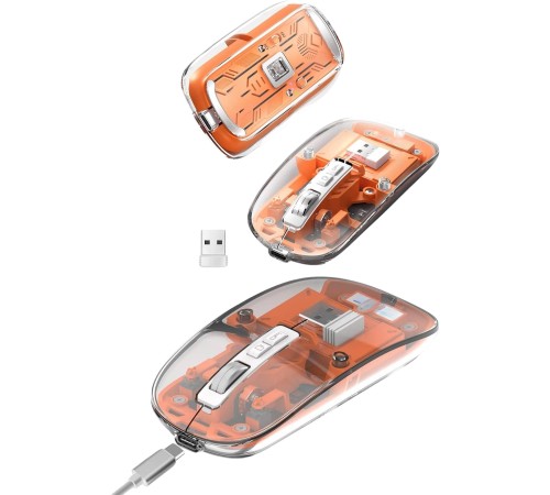 Sessiz Tıklama Çift Modlu Bluetooth Ve Alıcı Şeffaf Mouse Fare