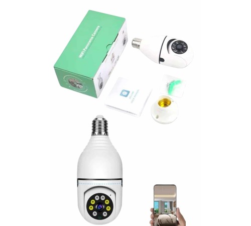 Güvenlik Kamerası Wi-Fi Özellikli 360 Derece Full Hd 1080p Ampül Kamera