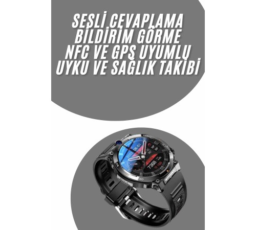 Akıllı Saat Titanyum Kasa Yuvarlak Ekran Alarm Uyku ve Sağlık Takibi Titreşimli