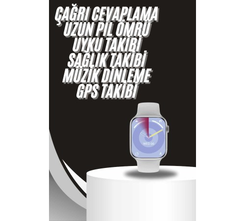 Akıllı Saat Gümüş Kasa Bluetooth Kulaklık Hediyeli Çok Fonksiyonlu İkili Set