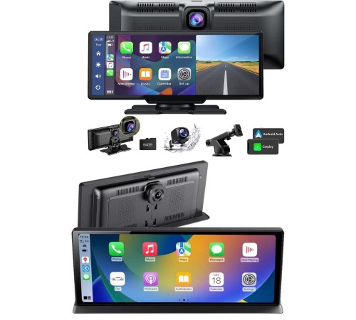 4K 10.2 İnç Çift Kameralı Araç Multimedya Ekranı CarPlay Kablosuz Tüm Cihazlara Uyumlu