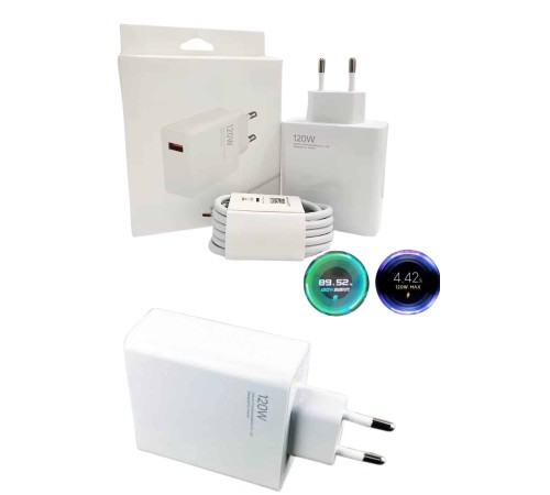 120 Watt Turbo Hızlı Şarj Aleti Seti Hızlı Şarj Adaptörü Beyaz