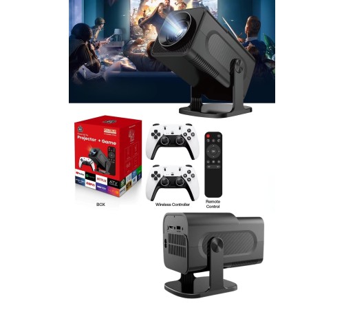 4K Android Smart Wi-fi Çift Kollu Projeksiyon Game Box Kumandalı Taşınabilir
