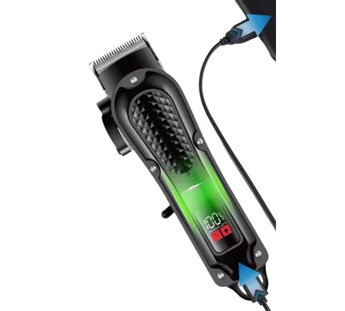 Dijital Profesyonel Kablosuz Saç Sakal Tıraş Makinası Sessiz Paslanmaz Çelik