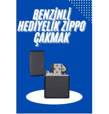 Doldurulabilir Siyah Benzinli Çakmak Metalik