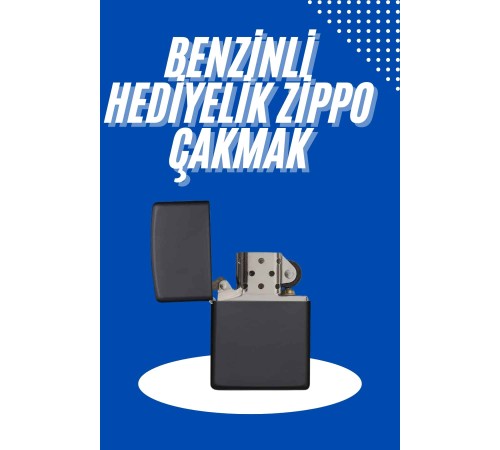 Doldurulabilir Siyah Benzinli Çakmak Metalik