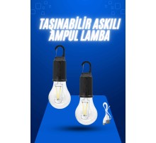 Askılı Kırılmaz Led Işık Kamp Bahçe Lambası Taşınabilir Led Ampul Şarjlı
