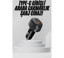 Araç İçi Şarj Cihazı 38W Güç Kapasiteli Type-C Girişli Araba Çakmaklık