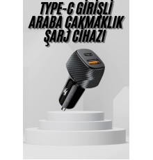Araç İçi Şarj Cihazı 38W Güç Kapasiteli Type-C Girişli Araba Çakmaklık