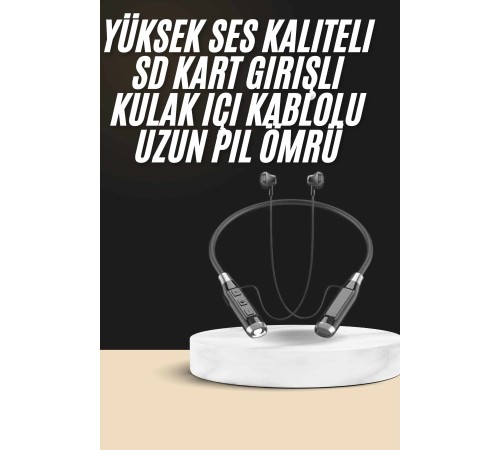 Boyun Bantlı SD Kart Girişli Yüksek Perfomanslı Bluetooth Kulaklık
