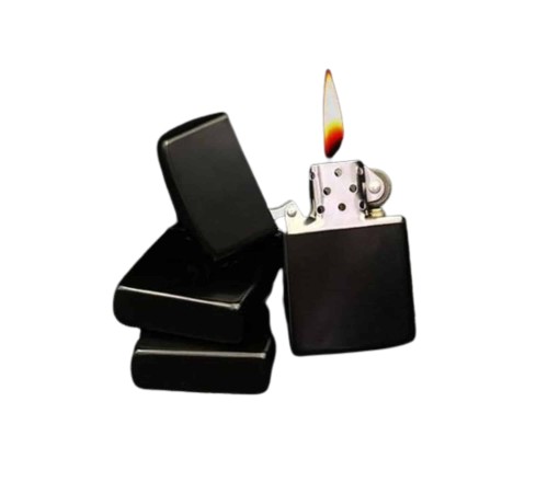 Doldurulabilir Siyah Benzinli Çakmak Metalik