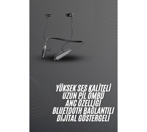 100 Saat Bluetooth Kulaklık Dijital Göstergeli ANC Özelliği Kablolu