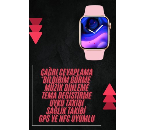 Pembe Akıllı Saat 49mm iOS & Android Uyumlu Arama Özellikli
