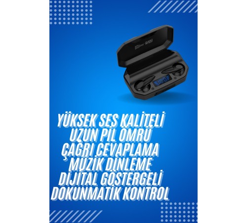 Rgb Işıklı Çift Mikrofonlu Siyah Profesyonel  Kulaklığı Kablosuz Kulakiçi