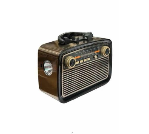 Nostalji Radyo Bluetooth Hoparlör USB-SD Kart Giriş Led Fener Işıklı Bataryalı Pilli