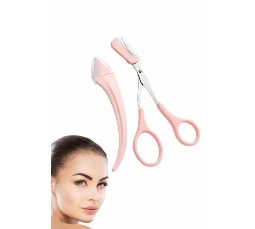 Taraklı Kaş Makası ve Ustura Seti Kaş Düzeltme Makası Kaş Bıyık Alma Aleti