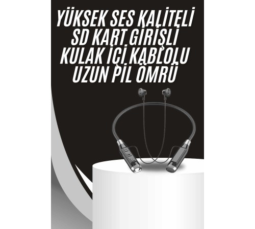 Boyun Bantlı Kulak İçi Kablolu Yüksek Ses Kaliteli Bluetooth Kulaklık