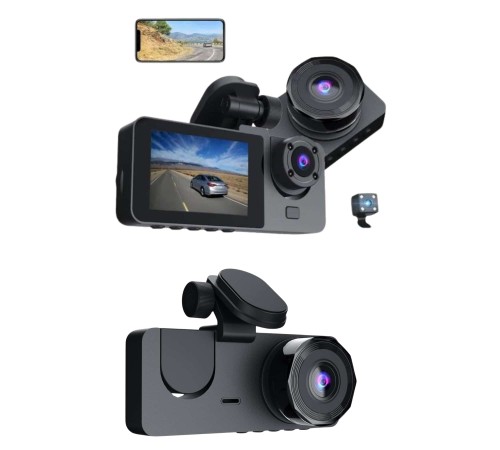 3 Kameralı 2 İnç 1080P Araç İçi Kamera Sürüş Kamerası CarPlay