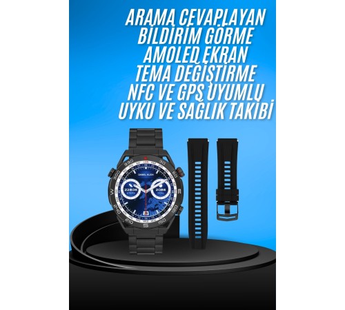 Akıllı Saat Çelik Kordonlu Amoled Ekran Android ve İOS Uyumlu Çağrı Cevaplayabilen