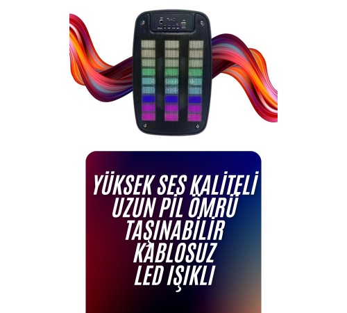 Bluetooth Hoparlör Taşınabilir Şarjlı Işıklı Büyük Boy Yüksek Ses Kaliteli