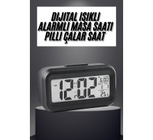 Gece Dijital Masa Saati Dijital Alarmlı Led Ekran Pilli Çalar Saat