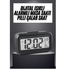 Gece Dijital Masa Saati Dijital Alarmlı Led Ekran Pilli Çalar Saat