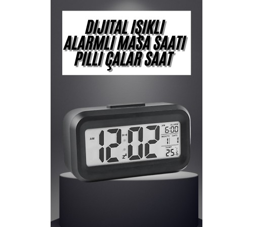 Gece Dijital Masa Saati Dijital Alarmlı Led Ekran Pilli Çalar Saat