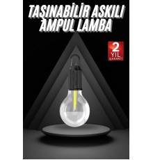 3 Farklı Mod LED'li Şarjlı Asma Kancalı Kamp Lambası Taşınabilir Ampul