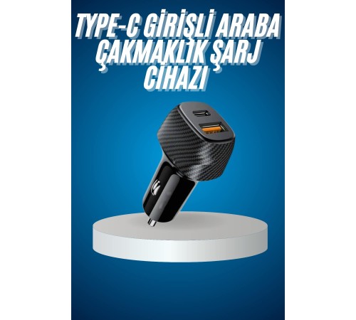 Araç İçi Hızlı Şarj Soketi 38W Oto Çakmaklık Type-C Araba Çakmaklık
