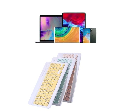 Android ve İOS Uyumlu Bluetooth Kablosuz Türkçe Q Klavye Renkli