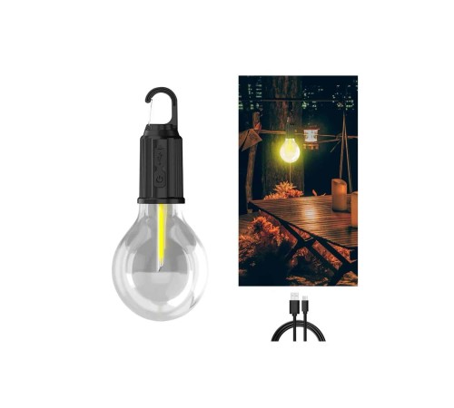 3 Farklı Mod LED'li Şarjlı Asma Kancalı Kamp Lambası Taşınabilir Ampul