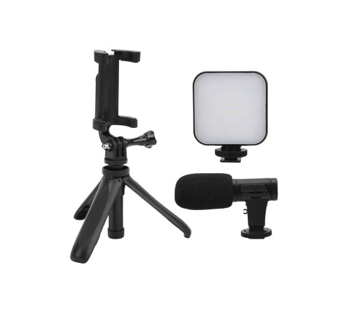 Akıllı Telefon Vlog Kiti Tripod Mini Mikrofonlu Telefon Tutucu