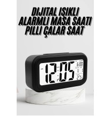 Dijital Masa Saati Termometre Takvim Led Ekran Pilli Ev Ofis Masası