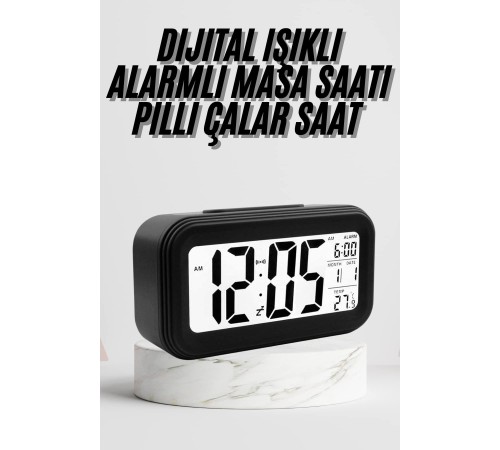 Dijital Masa Saati Termometre Takvim Led Ekran Pilli Ev Ofis Masası