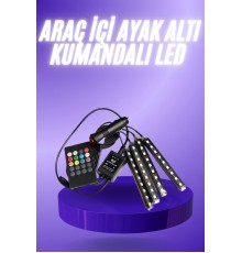 Araç İçi Ayak Altı 12'li Şerit Led Işık Uzaktan Kumandalı RGB Işıklı Ses ve Müziğe Duyarlı