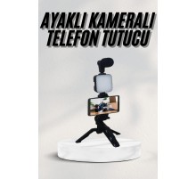 Telefon Tutucu Led Işıklı Kumandalı Mikrofon Telefon Vlog Video Kayıt
