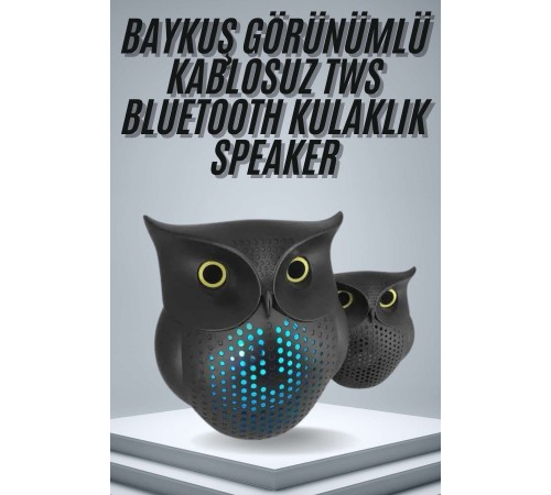 TWS Bluetooth Hoparlör Baykuş Tasarımlı Taşınabilir RGB Işıklı Uzun Pil Ömrü