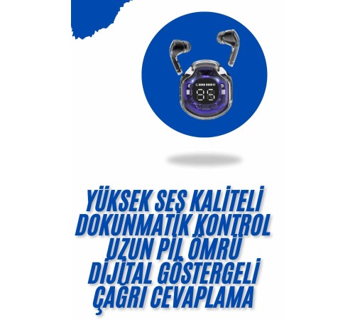 Kablosuz Dijital Göstergeli Powerbanklı IOS ve  Android Uyumlu  Kulaklık