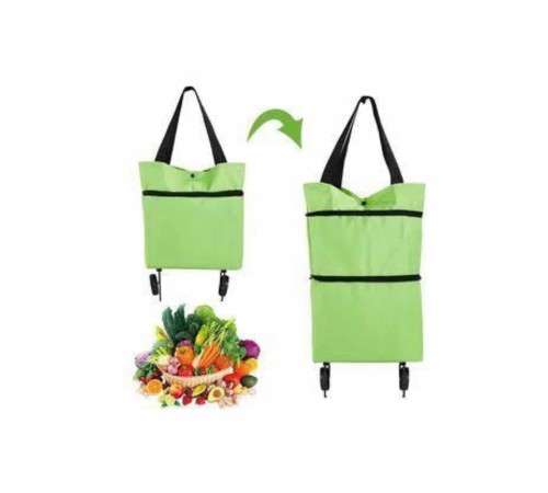 Katlanabilir Tekerlekli Pazar Market Çarşı Arabası Market Alışveriş Çantası